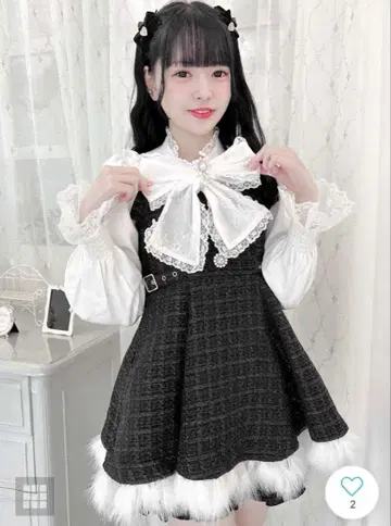 ROJITA 트위드 뷔스티에 퍼 셋업 블랙