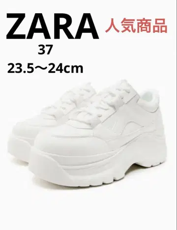 [ 새상품급 ] ZARA 자라 청키 플랫폼 스니커즈 37 화이트