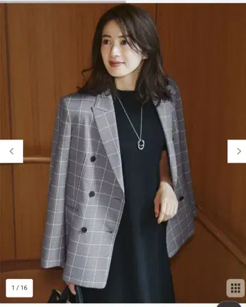 23구 [세탁 가능] 건클럽 격자 무늬 체크 자켓, 그레이 체크, 32