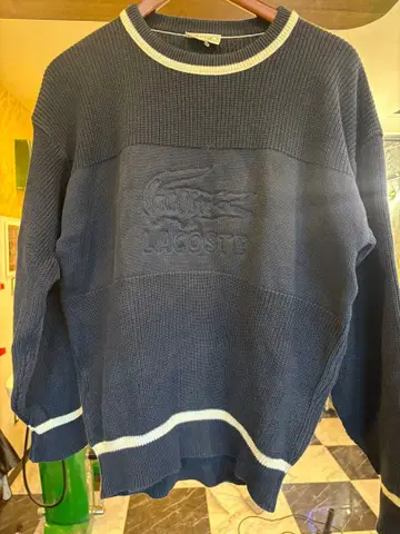 LACOSTE 네이비 리브 니트 트레이닝복
