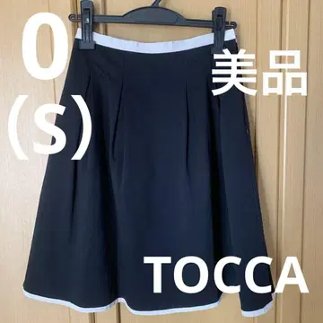 [새상품급] 0 (S) TOCCA 플레어 스커트 블랙 화이트 트리밍