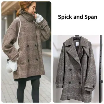 23AW 스픽 앤 스팬 W 슬라이버 체크 하프 코트