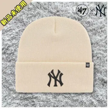 [ 새상품 ] 47 포티세븐 니트 모자 비니 MLB NY 내추럴