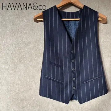 HAVANA&co 스트라이프 수트 베스트 네이비 나노 유니버스 46 M