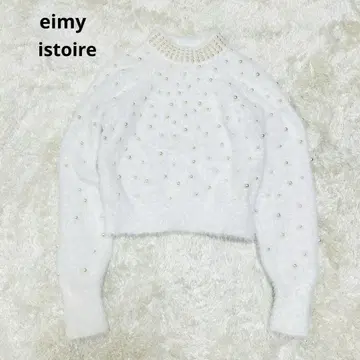 [ eimy istoire ] 새상품급 화이트 퍼 니트 펄 장식 프리