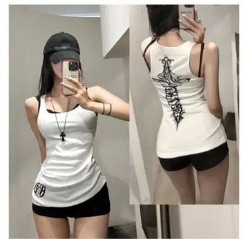 화이트 탱크탑 뒷면 그래픽
