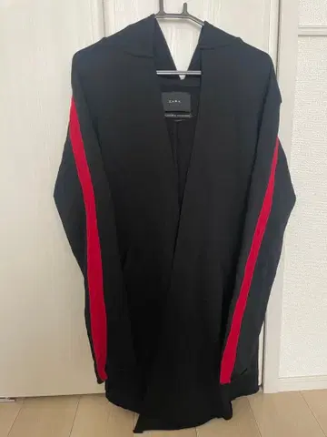 ZARA 후드 부착 가디건 블랙/레드 L