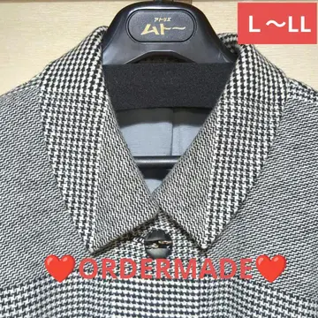 글렌체크 롱 코트 울 코트 블랙 x 화이트 빈티지 아우터