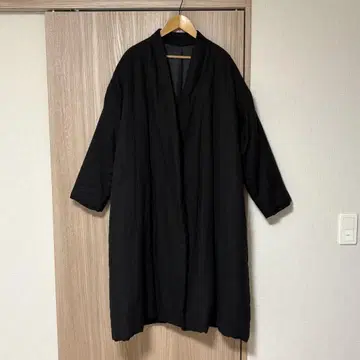 나카가와 마사시치 상점 린넨 울의 따뜻한 면 충전 코트 블랙