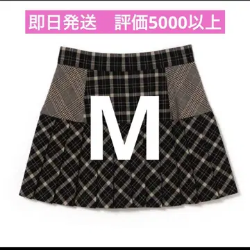 andmary Coco check pleats skirt