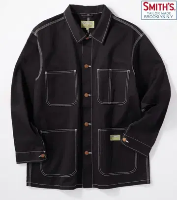 SMITH'S AMERICAN 블랙 커버올 M 대비 스티치