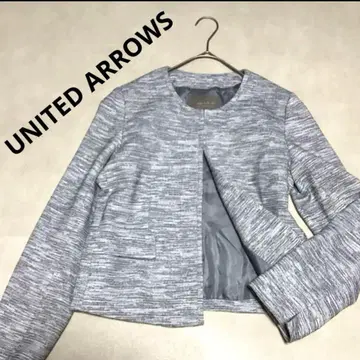 UNITED ARROWS 노카라 자켓 40 그레이 트위드
