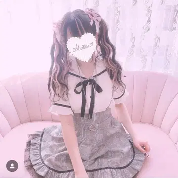 [ MA*RS ] 도트 샤샤 스커트 그레이 체크 양산형 마즈