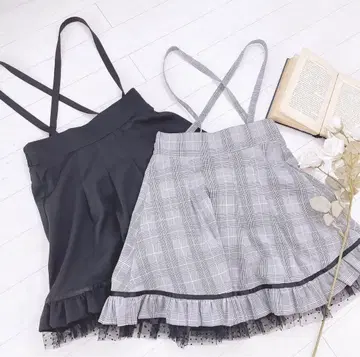 [ MA*RS ] 도트 샤샤 스커트 그레이 체크 양산형 마즈