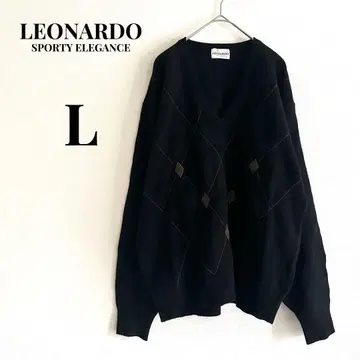 [ LEONARDO ] 니트 빈티지 V넥 블랙 L 캐시미어 혼방