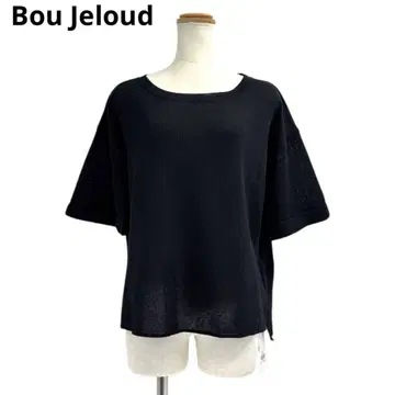 미사용품 Bou Jeloud 여성용 레이온 니트 상의 F 블랙