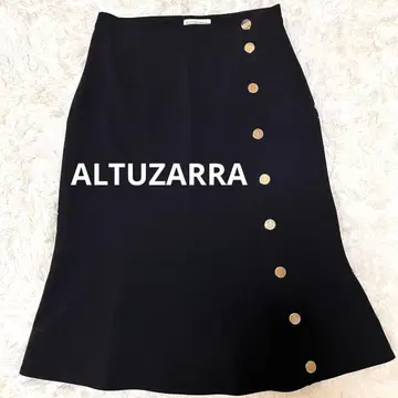 ALTUZARRA 스커트 블랙 골드 버튼 랩스커트 롱 스커트