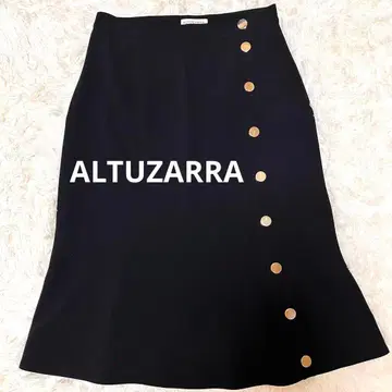 ALTUZARRA 스커트 블랙 골드 버튼 랩스커트 롱 스커트