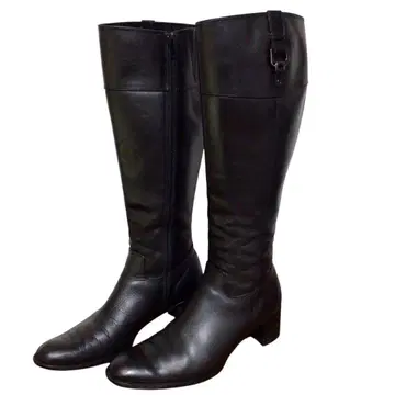 pitti 블랙 롱 부츠 중간 힐 버클 포함 24.5cm