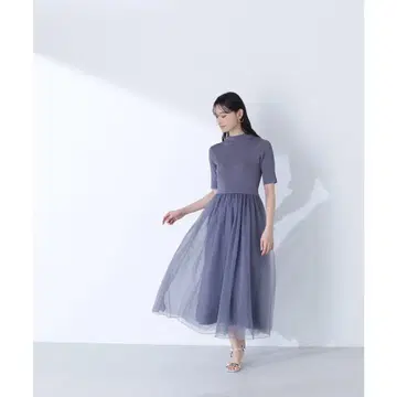 니트 튤 원피스 그레이 M 내추럴 뷰티 베이직
