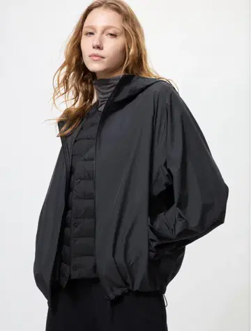 UNIQLO 포켓터블 UV 컷 후드티 블랙 XL