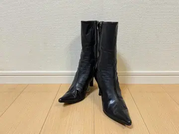다이애나 DIANA 스틸레토 천연 가죽 숏부츠 블랙 23cm