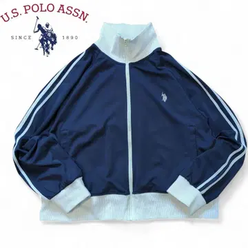 U.S. POLO ASSN. 자수 로고 트랙 자켓 네이비 x 화이트