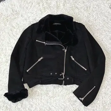 새상품급 ZARA 자라 무스탕 느낌 더블 라이더스 벨트 포함