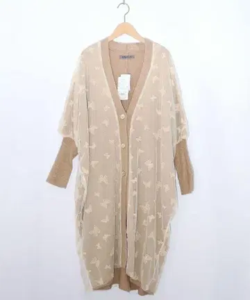 이즈스칼라 553225 라메 믹스 니트 가디건 베이지
