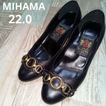 새상품급 MIHAMA 22.0 미 펌프스 홀스빗 가죽 블랙
