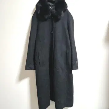 LUICY 루이시 캐시미어 100% 롱 코트 11호 블랙 퍼 포함