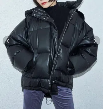 EMODA 후드 부착 다운 블루종 블랙