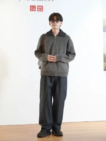 UNIQLO JW ANDERSON 그레이 집업 니트 L