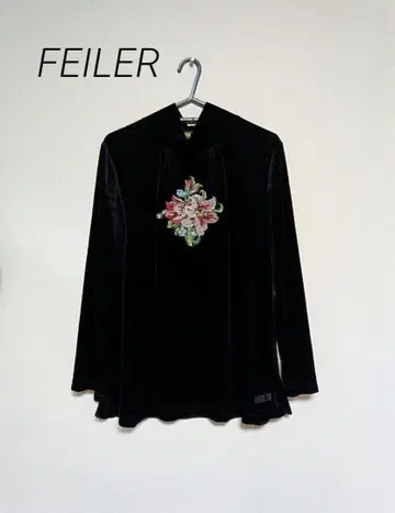 [ 미사용 ] 페이러 FEILER 로고 자수 벨로아 소재 터틀넥