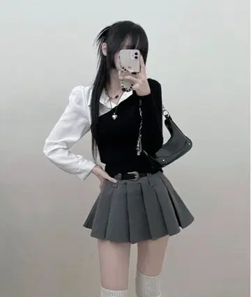 SONA 케이블 셔츠 레이어드 니트 시즈니룩