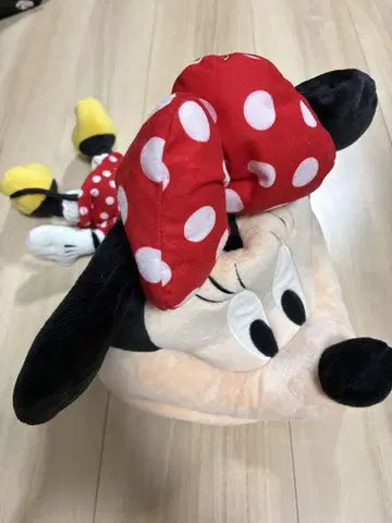 미니 마우스 봉제 인형 빨간색 도트 리본