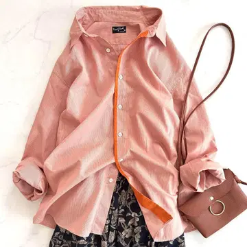 마가렛호웰 긴팔 코튼 셔츠 M~L 일본제 오렌지 면 남녀 공용