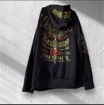 [ 새상품급 ] Y2K 집업 후드티 골드 백 프린트 갸루 스타일