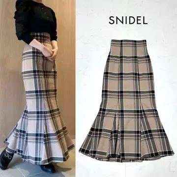 [ 새상품급 ] SNIDEL 하이웨스트 헴 플레어 체크 스커트 00