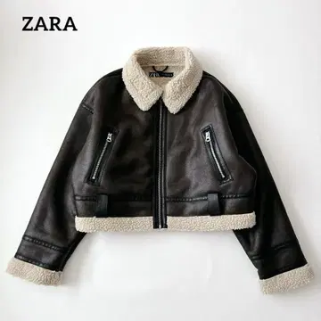 새상품급 ZARA 빅 사이즈 페이크 가죽 자켓 보아 무스탕 XL