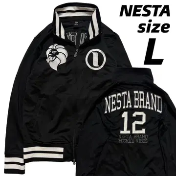 새상품급 NESTA 네스타브랜드 트랙 자켓 블랙 검정 자수 L