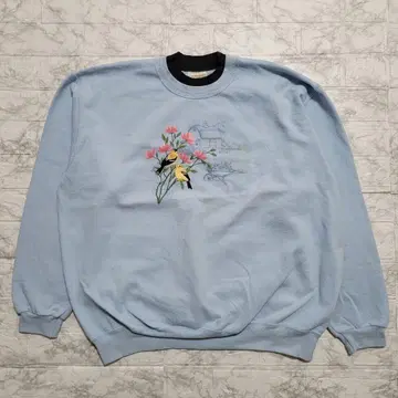 TOP STITCH 90s 구제 의류 맨투맨 파스텔 컬러 자수