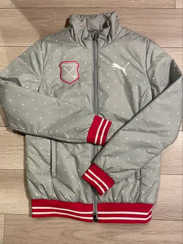 새상품급 PUMA 도트 무늬 자켓 L 사이즈 그레이/빨간색 L