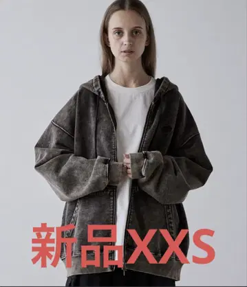CLEL 헤비 웨이트 로고 자수 풀 집업 후드티 XXS 브라운 계열