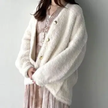 [ 미사용 ] 코코딜 W 페이스 롱 페더 가디건