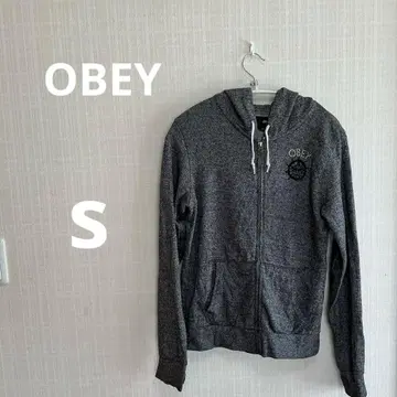 [ OBEY ] 오베이 지퍼 후드티 S 마린 엠블럼 자수
