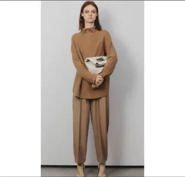 띠어리 하이웨스트 턱 팬츠 PLT CARROT PANT 브라운 0