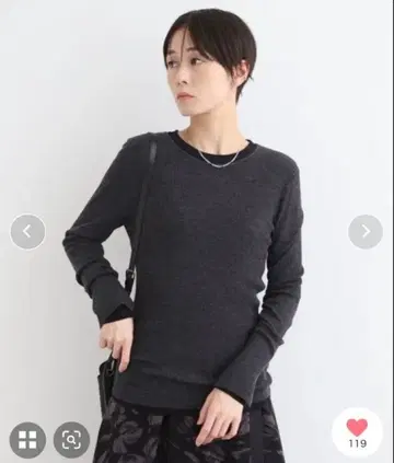 INDIVI [ 세탁 가능 / 울 / 시어 라메 ] 라운드넥 니트
