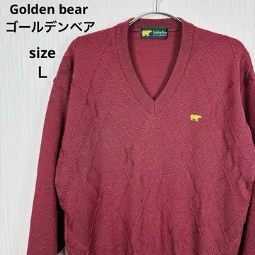 Golden bear 골든베어 상의 니트 와인 레드 V넥