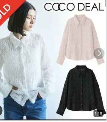 COCODEAL 코코딜 페더 쉬폰 셔츠 블랙 2 M